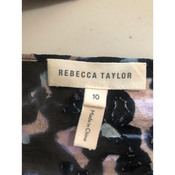 Rebecca Taylor Black Combo Oleander Leopard Print Silk Blend Maxi Dress Size 10 - Picture 4 of 6